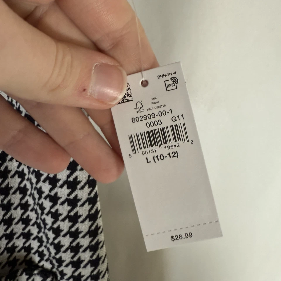 New Old Navy Dress Girls Large 10-12 Black White Pockets Sleeveless Cotton Blend - Image 4 of 4