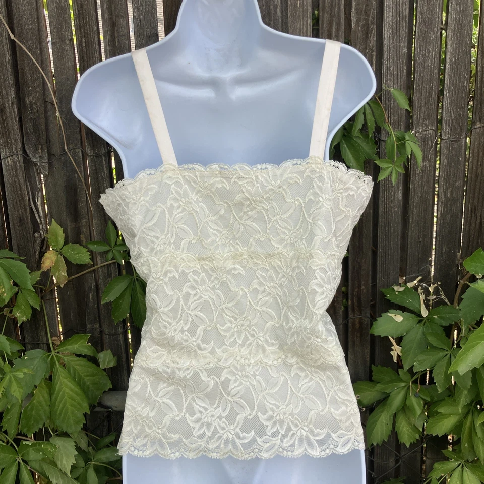 Camiseta sin mangas Coldwater Creek de colección Y2K de encaje mediana Cottagecore Coqueta Cami Boho Foto 2 de 4