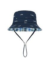 Baby Sun Hat UPF 50 Sun Protective Toddler Bucket Hat 12-24 Months Navy Fish