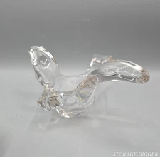 Vintage Lead Crystal Flying Turtle Dove Candy Votive Clear Glass Dish 4" Tall