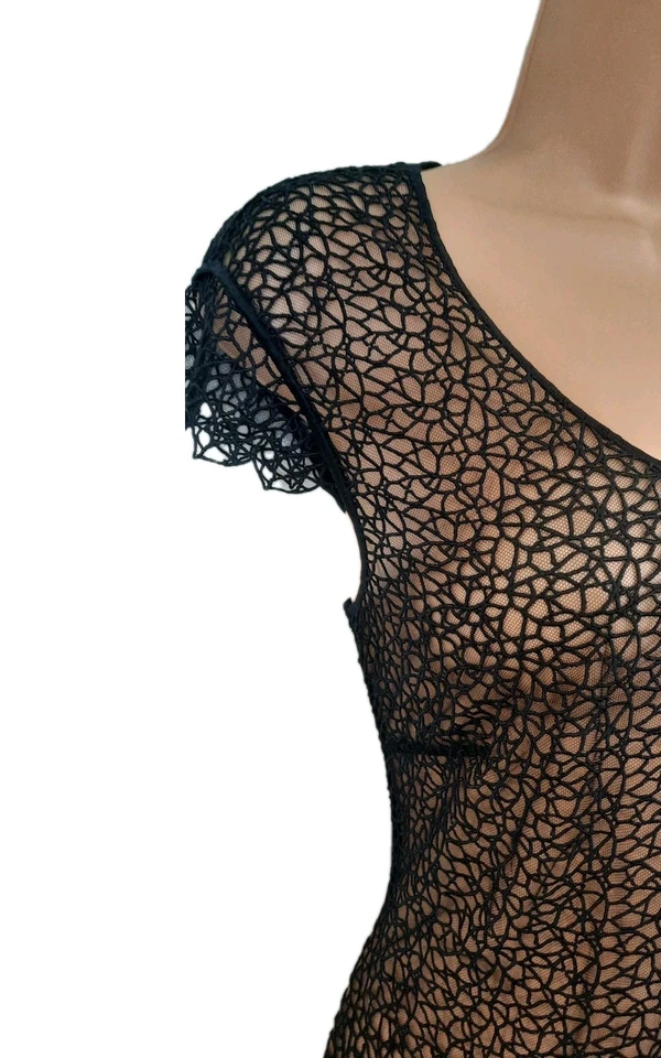 Vestido transparente La Perla negro macramé 42 It 10 Reino Unido Estados Unidos 6 Foto 4 de 4