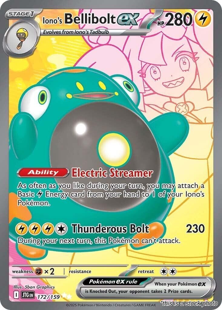 Pokemon- Iono's Bellibolt ex [(JTG) - 172/159] NM Ultra Rare Holofoil