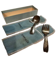 TIFFANY & CO STERLING SILVER BABY SPOON FORK GIFT SET