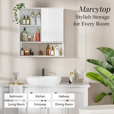 Bathroom Wall Cabinet Over Toilet Storage Medicine Cabinet w/2 Doors and Shelves