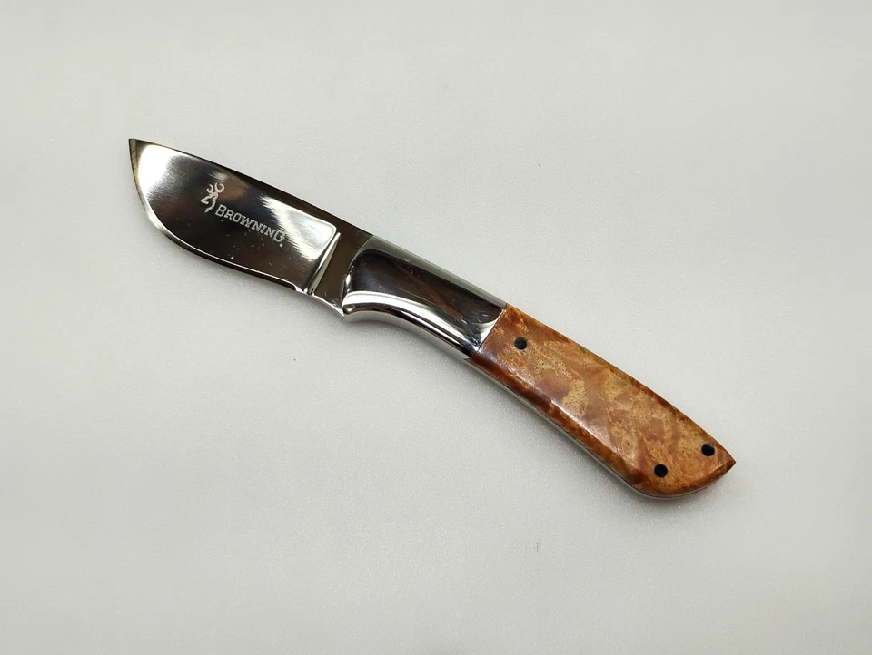 Cuchillo Browning Escalade Skinner #322662 Caja Hoja Fija Anciano Burl Mango de Madera Foto 2 de 4