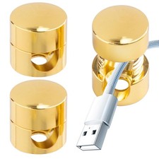 3Pack Cable Anchors for Desk, Metal Gold Phone Cord Holder, 2-in-1 Adhesive Cord