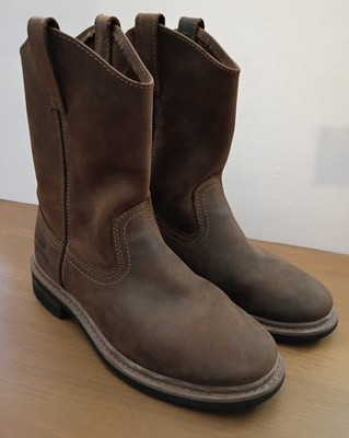 Boone & Crockett Leather Wellington Work Boots Men's 8 Wide Brown Pull On Great!