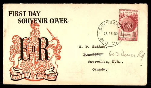 Mayfairstamps Australia FDC 1955 Earth Flags Rotary Internatl Anniversary First