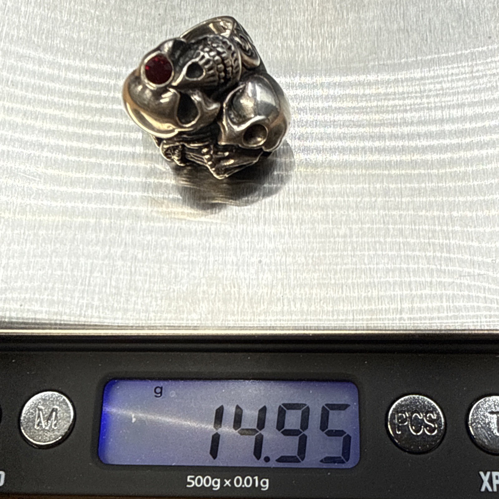 Biker Two Skull Ring Solid 925 Sterling Silver Sz… - image 19