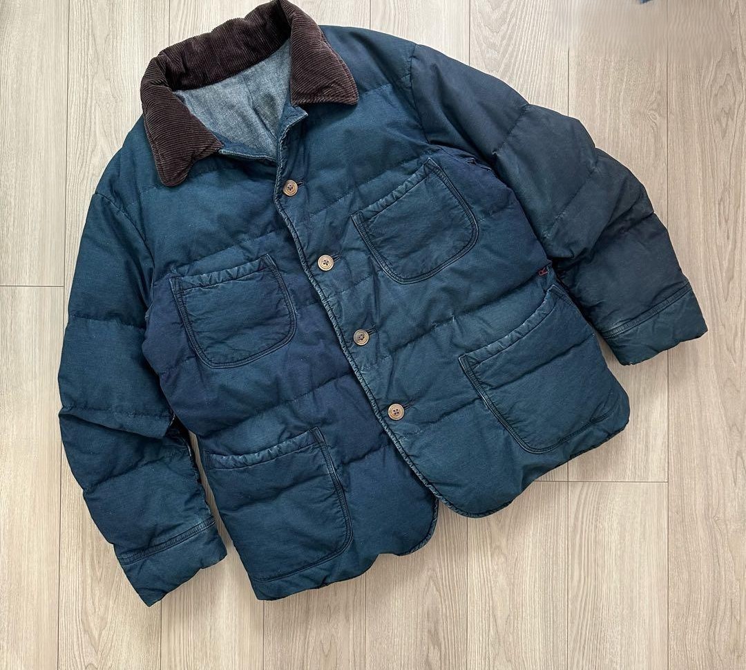 【45rpm】Indigo Corduroy Down Jacket / 4 45rpm 45R Indigo Blue Cotton Corduroy Down Jacket Coat Men's Size