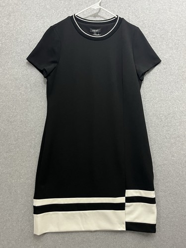 Vestido DKNY Mujer Grande Manga Corta Fiesta Picnic Algodón Funda $119 Etiqueta - Imagen 1 de 6