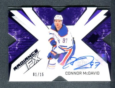 2022-23 SPx Radiance FX Autographs Purple #RFX-34 Connor McDavid 1/15 Oilers