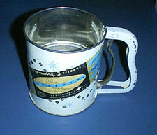 Vtg Farmhouse Kitchen ANDROCK 3-Screens Flour Sifter - Turquoise Atomic Label
