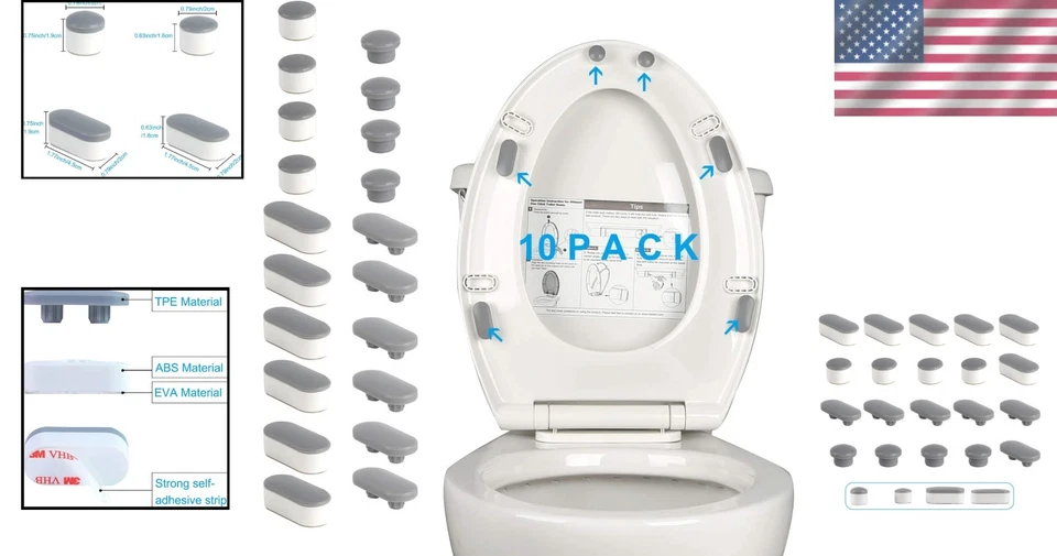 Set paraurti sedile wc resistente 10 pezzi - ideale per installazioni bidet - Immagine 2 di 4