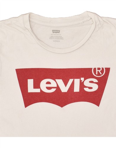 LEVI'S Womens Graphic T-Shirt Top UK 6 XS Off White Cotton AX61 - Picture 4 of 4