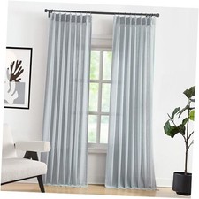 90 Inches Blue Grey Pinch Pleated Semi Sheer 40"W x 90"L Pack of 2 Blue Fog