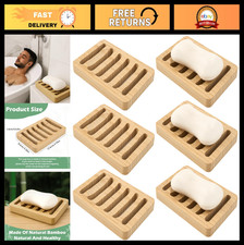 Natural Bamboo Soap Dish Set - 6 Pack, Anti-Slip Shower Holder, Eco-Friendly  D