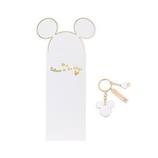 DISNEY MICKEY Portachiavi Topolino bianco oro in busta regalo BOMBONIERA 12LG