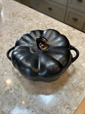 Staub Ceramic Pumpkin Cocotte Baking Dish 5” Mat Black .5 qt Mini