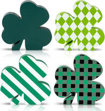 St. Patrick's Day Wooden Sign Decor - 4 Piece Rustic Table Centerpiece Set