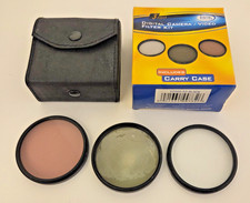 3 PC DIGITAL CAMERA VIDEO FILTER KIT W/ CASE UV PROTECTIVE POLARIZER FLORESCENT