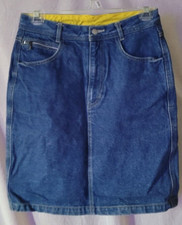 Liz Kids Denim Skirt Size T/14 Knee Length Button Zipper Closure Cute School