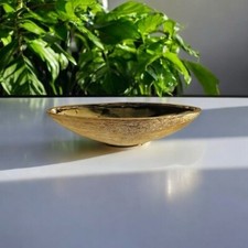 Gold Ceramic Boat Shaped Bowl Decorative Planter 14" Succulent Vase Pot NWOB