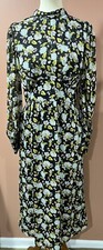 zara printed Swiss dot floral long sleeve midi dress Size L