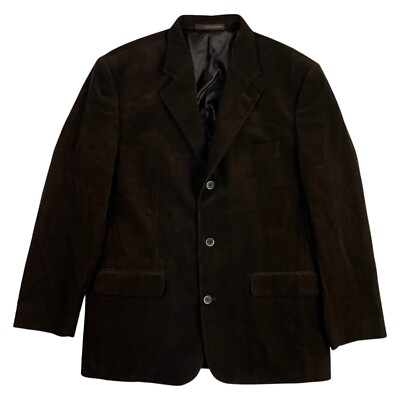 Tasso Elba Blazer Mens Size Large 42-44 Brown Corduroy Waled Cotton