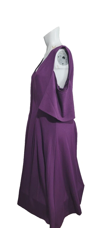 Eloquii size 18 Dress shift v-neck cold shoulder women pleated mid-weight zipper - Image 3 of 4