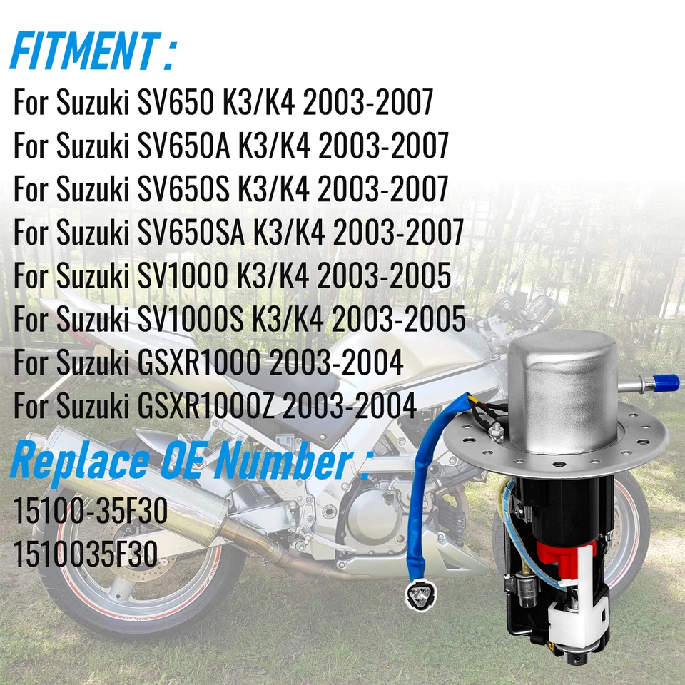 Bomba de combustible para Suzuki SV650 SV650A SV650S SV650SA SV1000 SV1000S GSXR1000 K3 K4 Foto 2 de 4