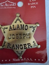 New The Alamo Ranger Badge Golden Toy Badge Personalized "Joseph" Made In USA