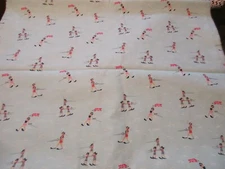 Cotton Fabric 1 Fat Quarter Ski Girls on Light Blue Aqua Approx 18" x 21" Aloha