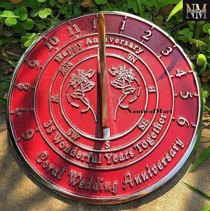 Anniversary 8,, Sundial Gift for 35 Coral Wedding Anniversary Recycled Present - Image 2 of 3