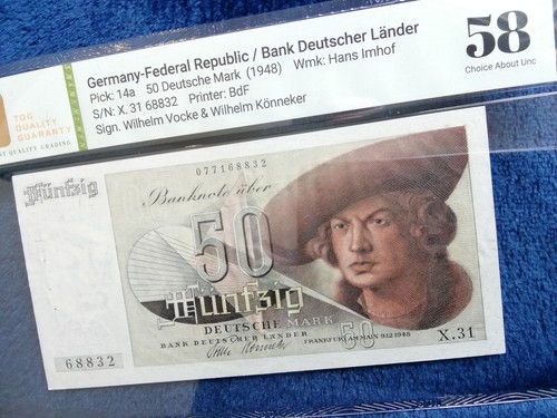 Deutschland Bank Deutscher Länder 50 Mark 1948 , zertifiziert 58 für Sammler - Bild 3 von 6