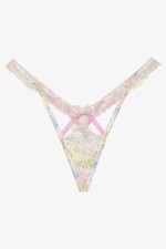 For Love And Lemons Glitter Garden Thong Panty Front Cutout Lace Trimmed Small