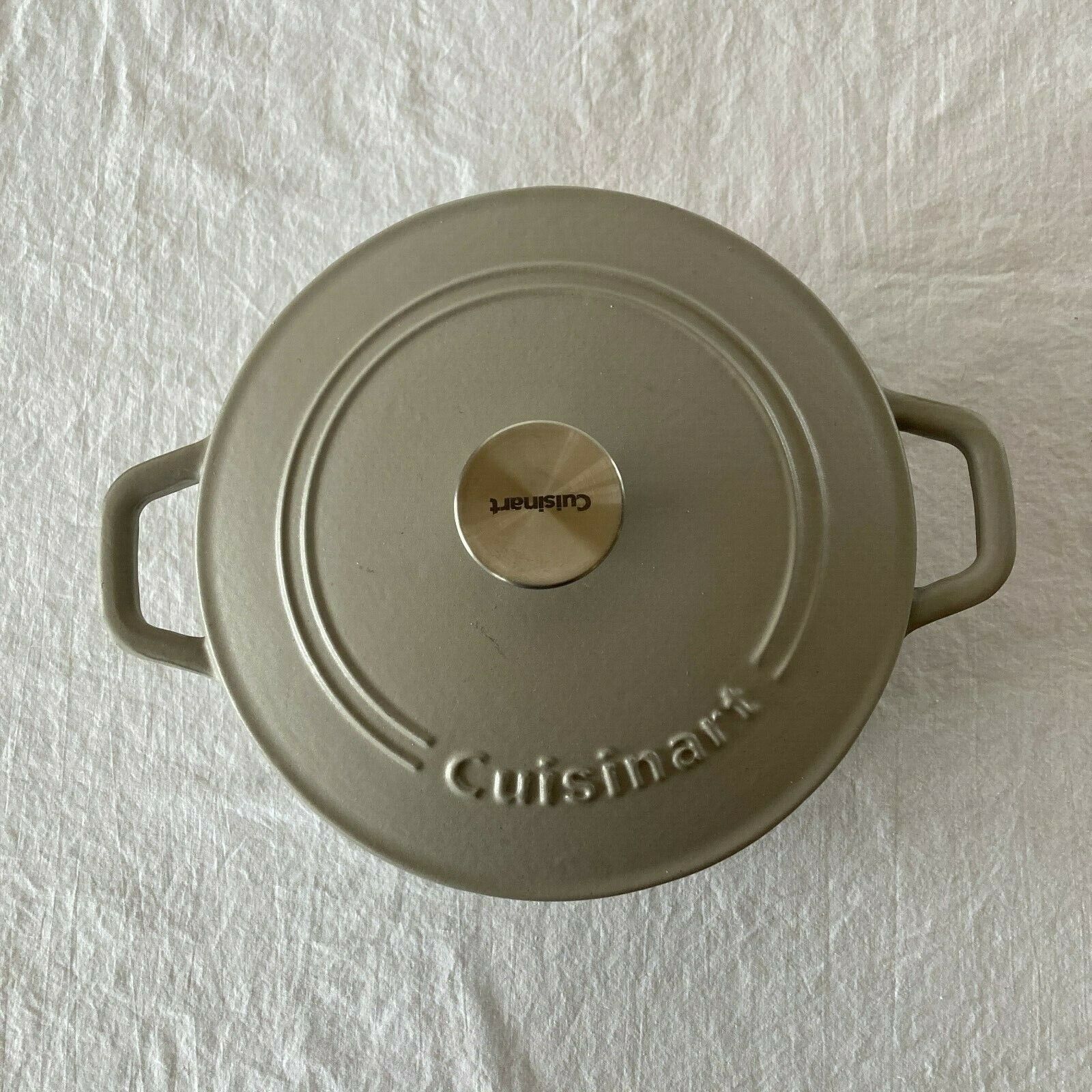 Vintage Cuisinart Cast Iron Enamel 3 Qt Gray Matte Dutch Oven