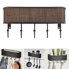 Wall Mount Key Holder Letter Holder Organizer Mail Sorter w/5 Hooks Home Decor