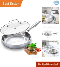 Ergonomic 12" Stainless Steel Skillet with Glass Lid - Energy Efficient Cooking