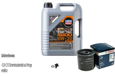 BOSCH Ölfilter 5 L LIQUI MOLY Top Tec 4200 5W-30 für Chrysler 300 C 3.5 2.7