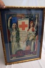 Vtg 1918 Red Cross Chrismas Role Call EF Blashfield WW1 Propaganda Poster Framed