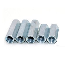 M6 M8 M10-M20 Hex Connector Nuts Hexagon Connecting Rod Bar Stud Long Nut Zinc