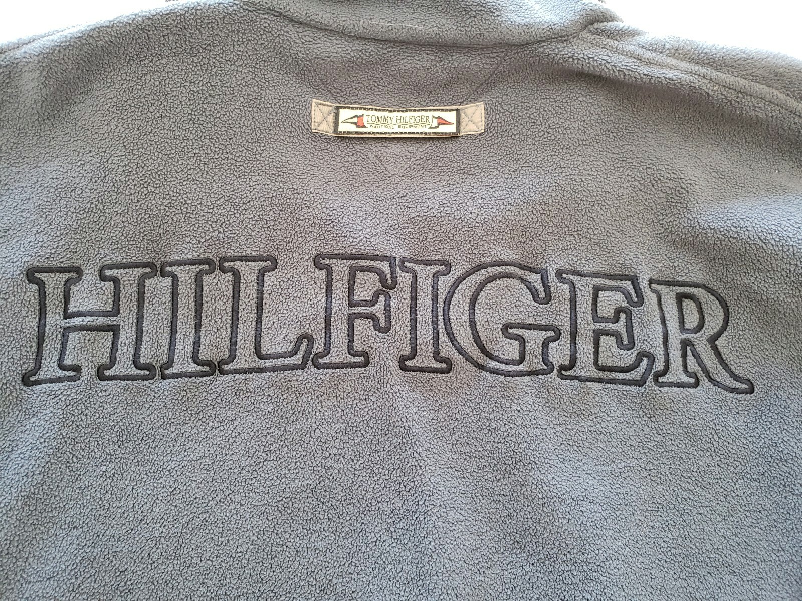 Tommy Hilfiger Vintage 1/4 Zip Fleece Sweatshirt XL Blue Spellout Logo