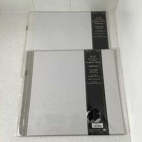 Paper Studio White Top Loading Post Refills 12" x 12" New 5 Protectors/5 Inserts