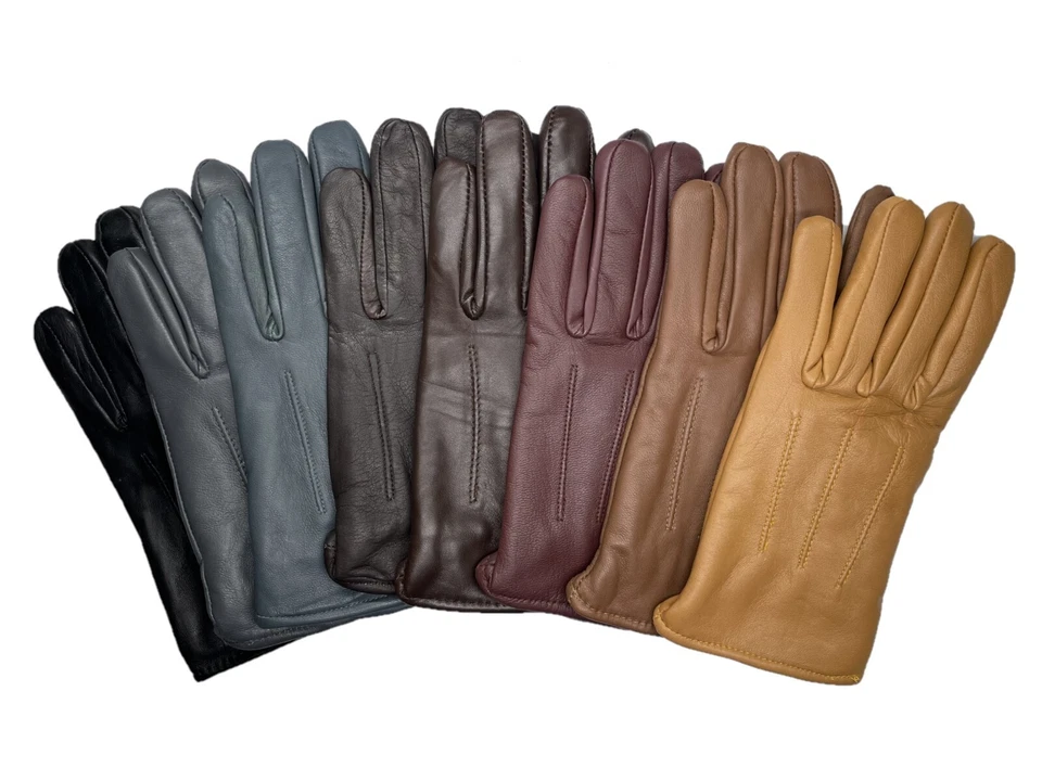Men's GENUINE SHEEPSKIN soft leather winter gloves w/ fleece lining S- 3XL - Image 2 of 2