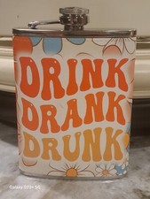 Drink Drank Drunk 8 oz flask custom made NEW
