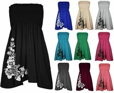 New Women' Ladies Sheering Boob Tube Gather Bandeau Ruched Summer Top Mini Dress