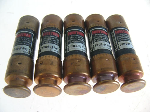 LOT OF 5 BUSSMANN FUSETRON FUSES FRN-R 8/10 CLASS RK5  DUAL-ELEMENT   (F34)