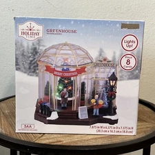 Holiday Time Greenhouse Christmas Village Light Up 8 Carols Music Light Festival