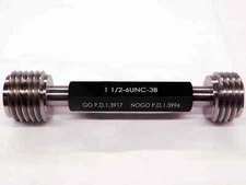 NEW 1 1/2 6 UNC 3B THREAD PLUG GAGE 1.5 GO NO GO P.D.'S= 1.3917 & 1.3996 QUALITY